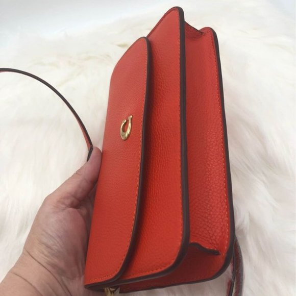 *SOLD* New Coach Polished Pebble Leather Hayden Crossbody - Red/Orange - Picture 4 of 10